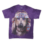 THE MOUNTAIN Mens Purple Graphic T-Shirt M Short Sleeve Crew Neck Tie Dye Peace