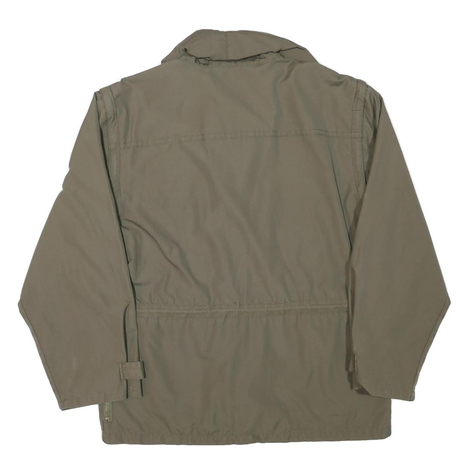 FISPO Mens Green Zip Jacket L Polyester Blend Outdoor Utility Classic Fit