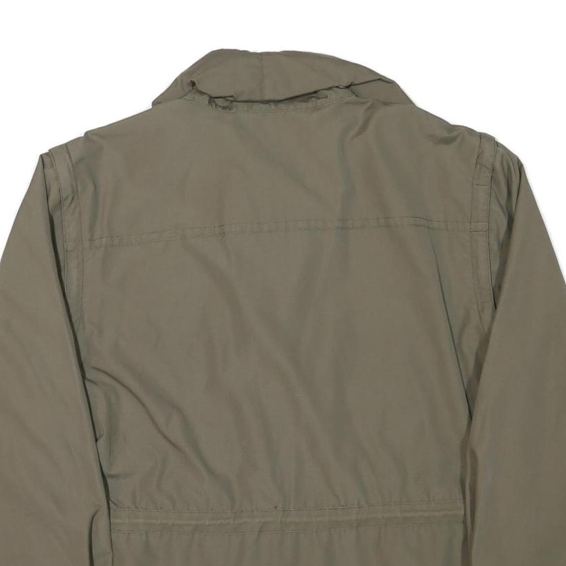 FISPO Mens Green Zip Jacket L Polyester Blend Outdoor Utility Classic Fit