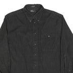 MARC EDWARDS Mens Black Casual Cotton Blend Shirt L Button-Down Pocket Long