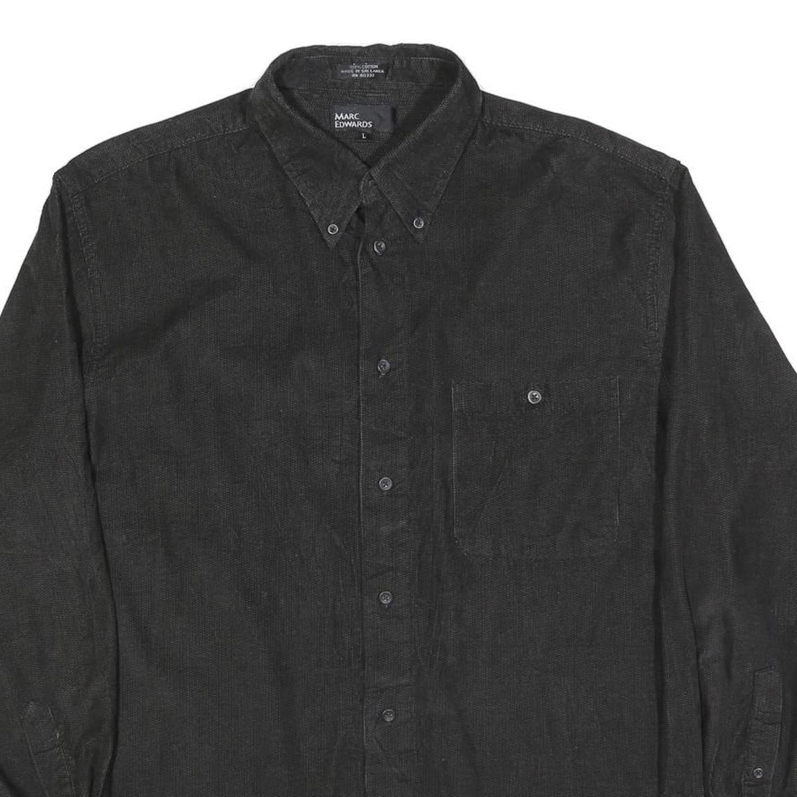 MARC EDWARDS Mens Black Casual Cotton Blend Shirt L Button-Down Pocket Long