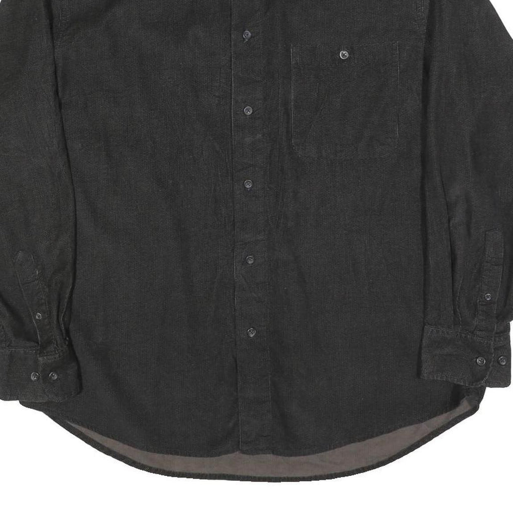 MARC EDWARDS Mens Black Casual Cotton Blend Shirt L Button-Down Pocket Long
