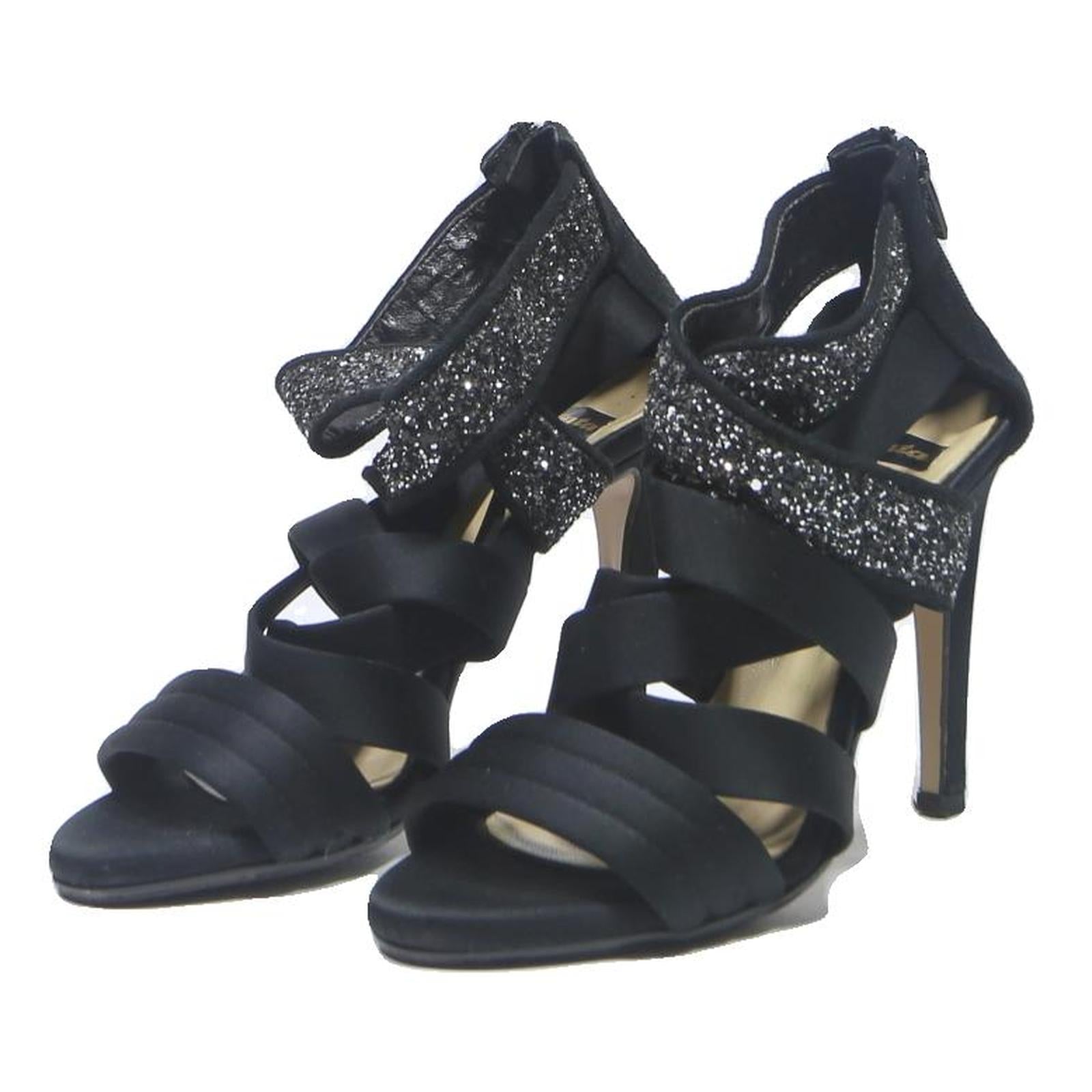 BATA Womens Strappy Black Synthetic High Heel Sandals UK 3 Sparkle Detail