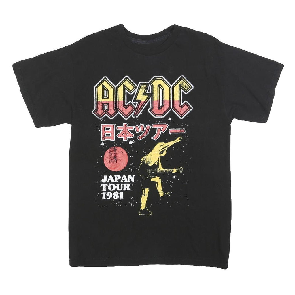 ACDC Mens Black Japan Tour 1981 Graphic T-Shirt S Short Sleeve Crew Neck Rock