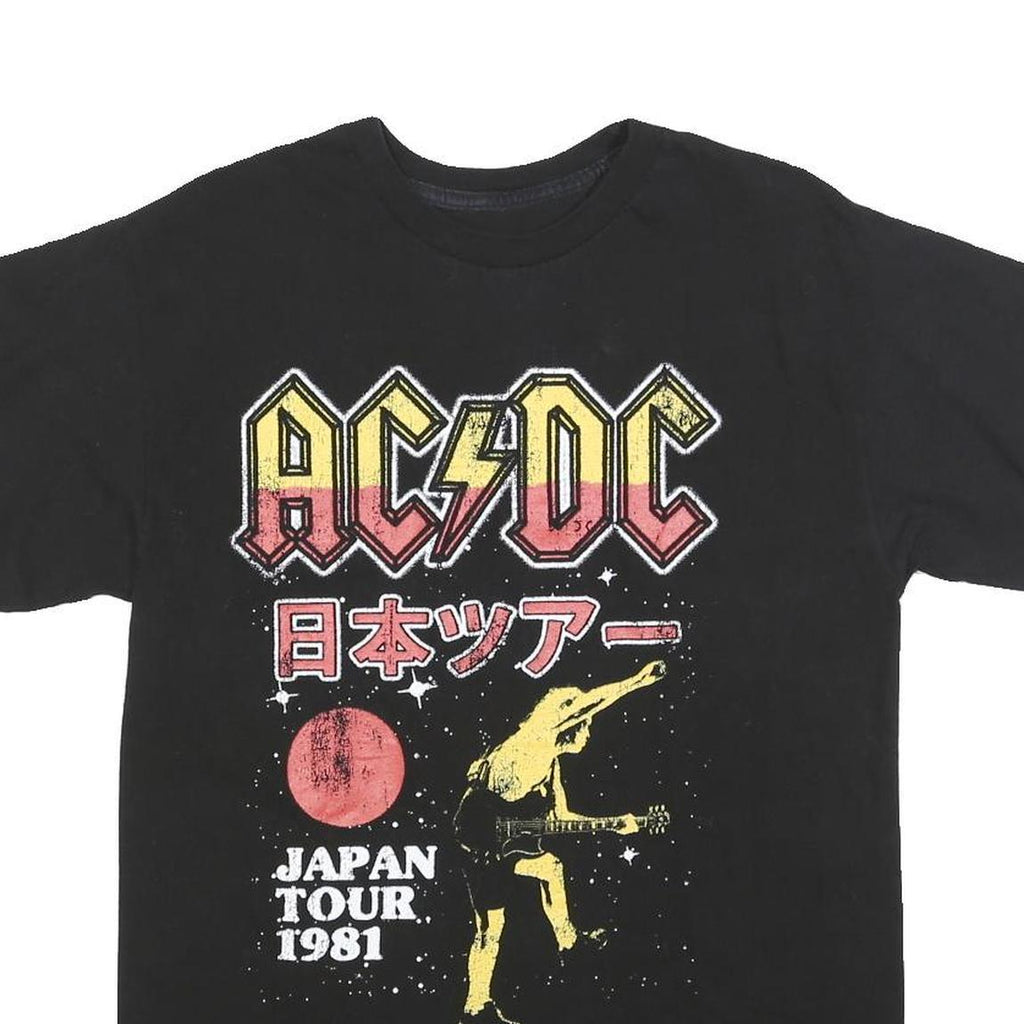 ACDC Mens Black Japan Tour 1981 Graphic T-Shirt S Short Sleeve Crew Neck Rock