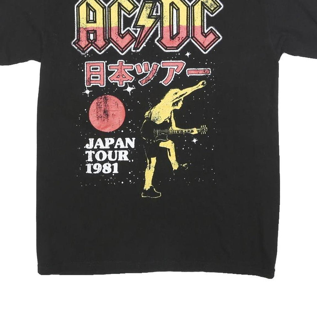 ACDC Mens Black Japan Tour 1981 Graphic T-Shirt S Short Sleeve Crew Neck Rock