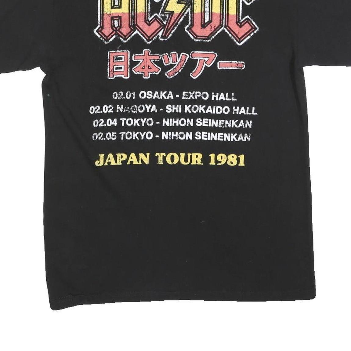 ACDC Mens Black Japan Tour 1981 Graphic T-Shirt S Short Sleeve Crew Neck Rock