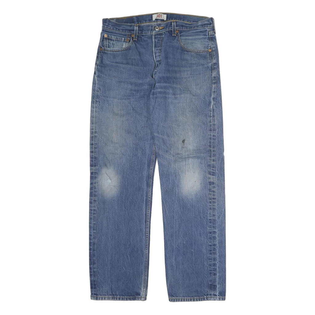 LEVI'S 501 Mens Jeans Blue Regular Straight Denim Medium W35 L34 Classic Button