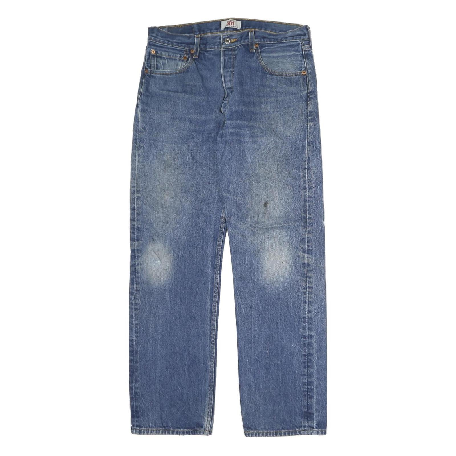 LEVI'S 501 Mens Jeans Blue Regular Straight Denim Medium W35 L34 Classic Button
