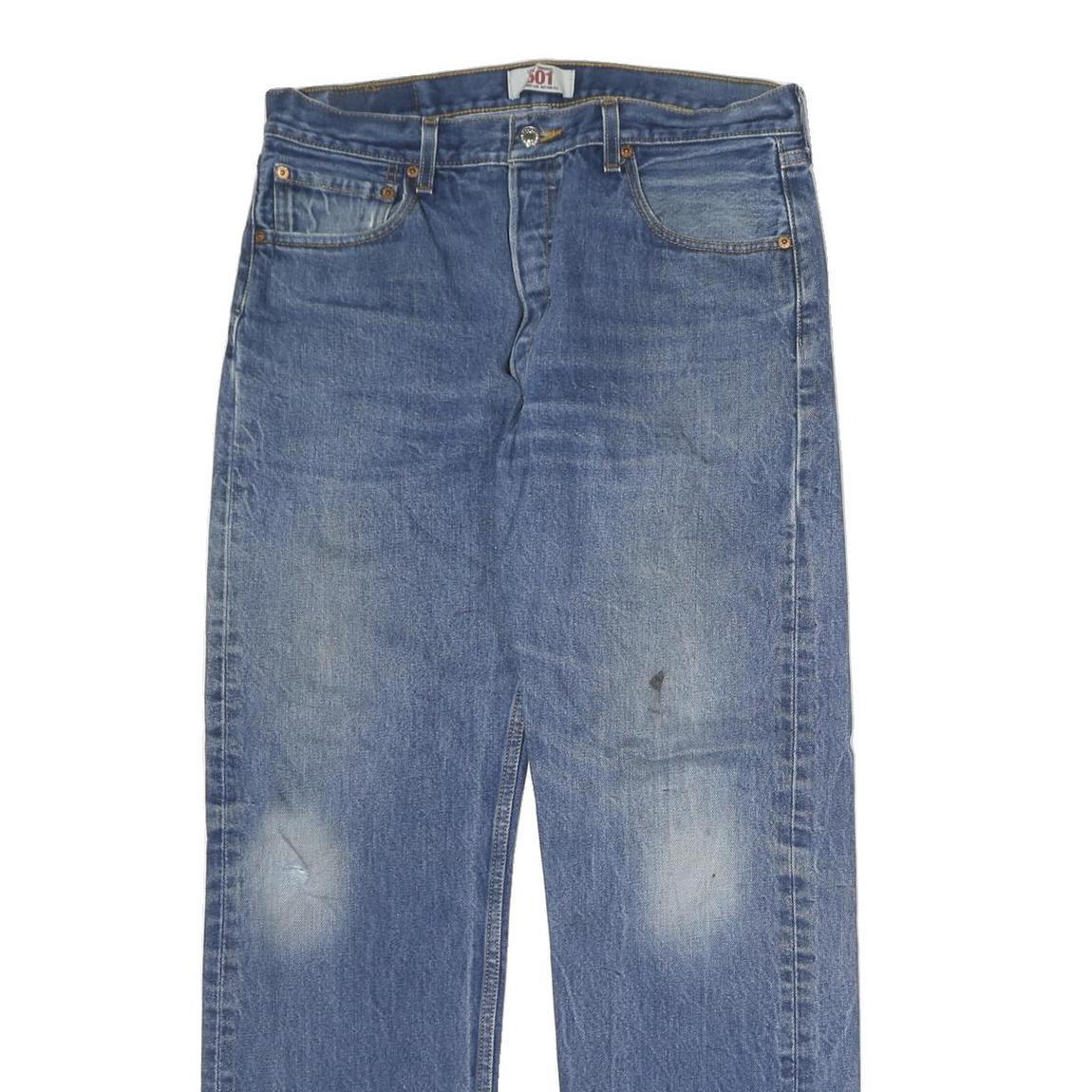 LEVI'S 501 Mens Jeans Blue Regular Straight Denim Medium W35 L34 Classic Button