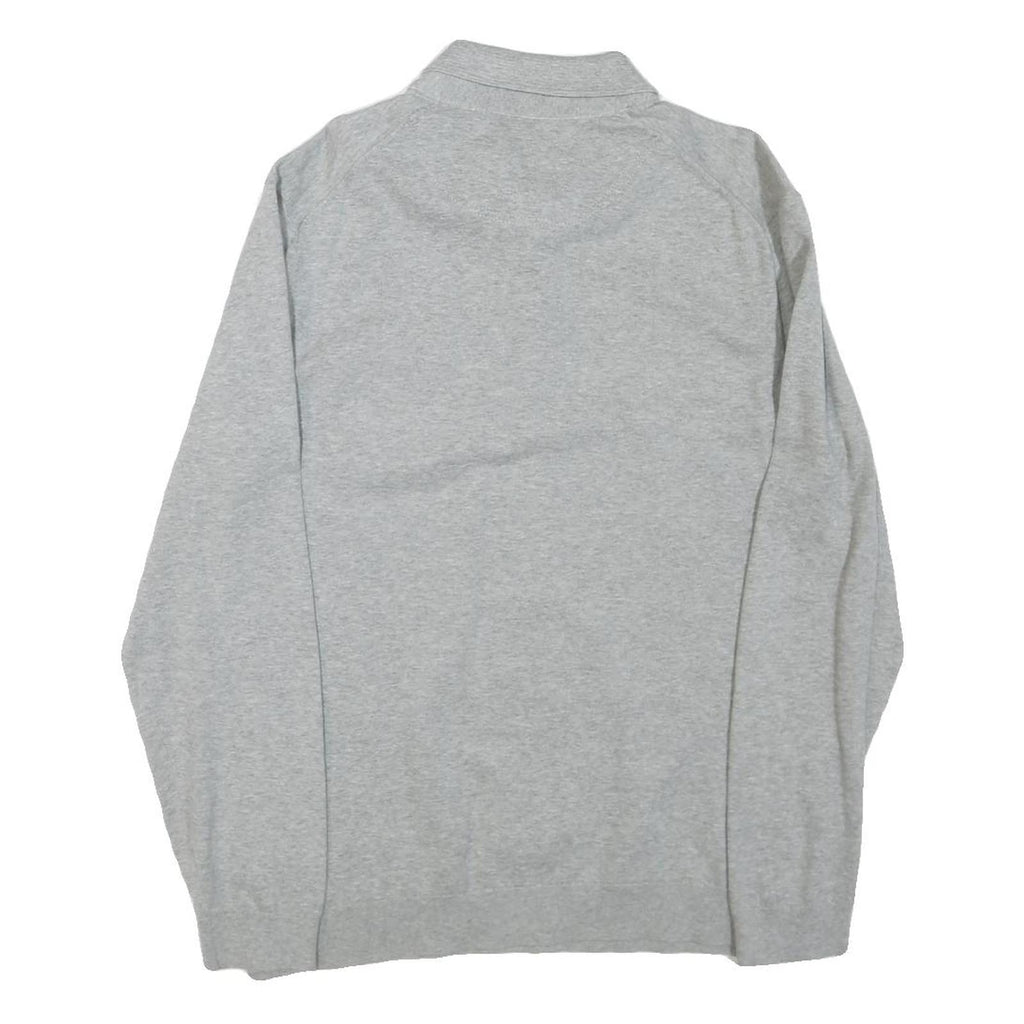 TED BAKER Mens Grey Long Sleeve Plain M Polo Shirt Cotton Blend Casual