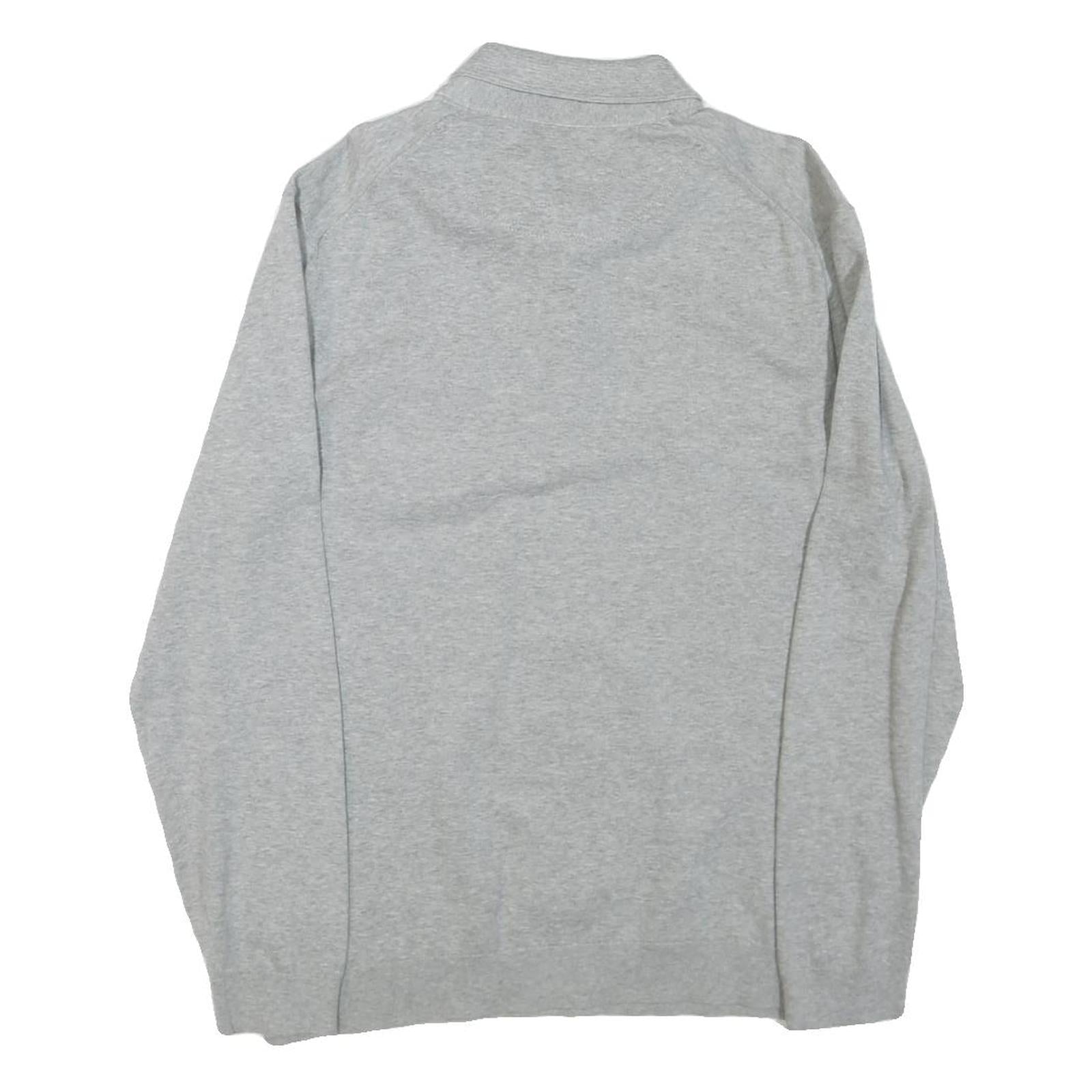 TED BAKER Mens Grey Long Sleeve Plain M Polo Shirt Cotton Blend Casual