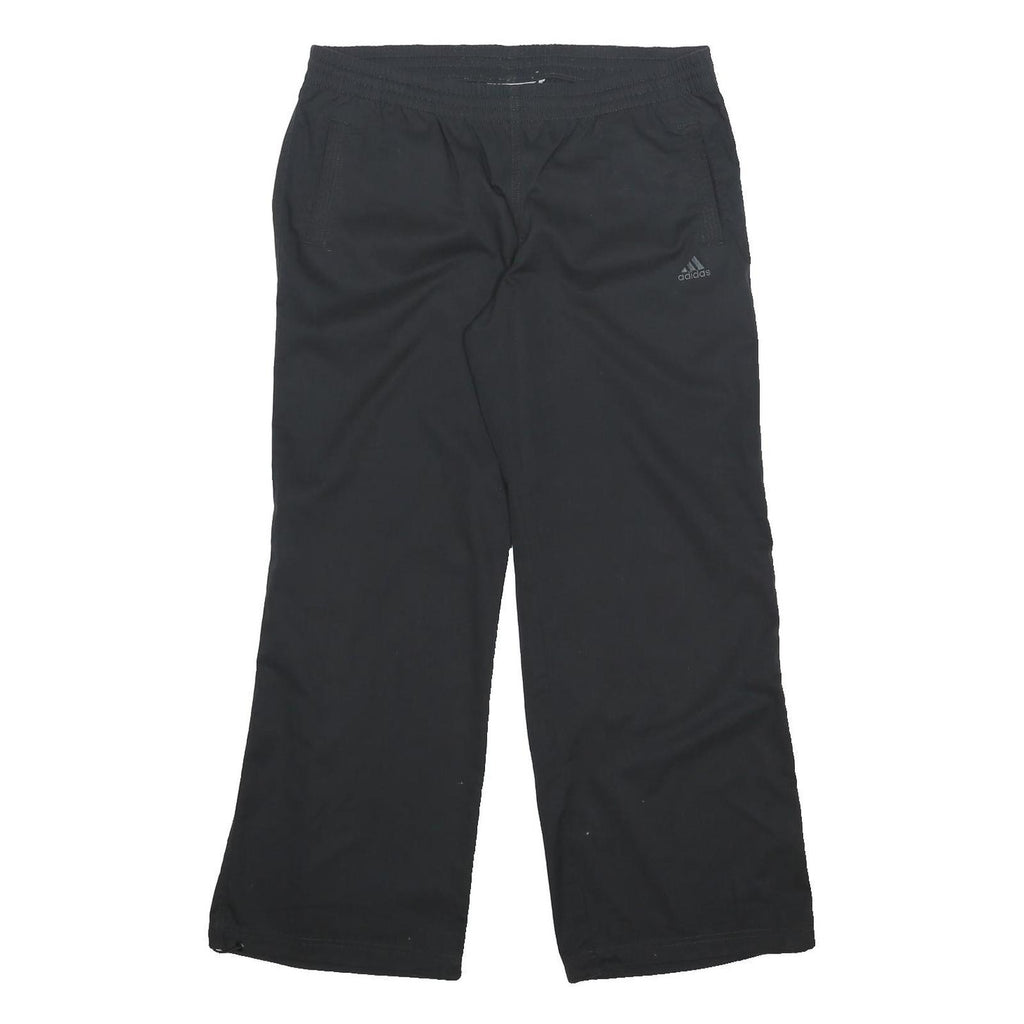 ADIDAS Womens Polyester Blend Black Relaxed Drawstring Trousers W34 L29