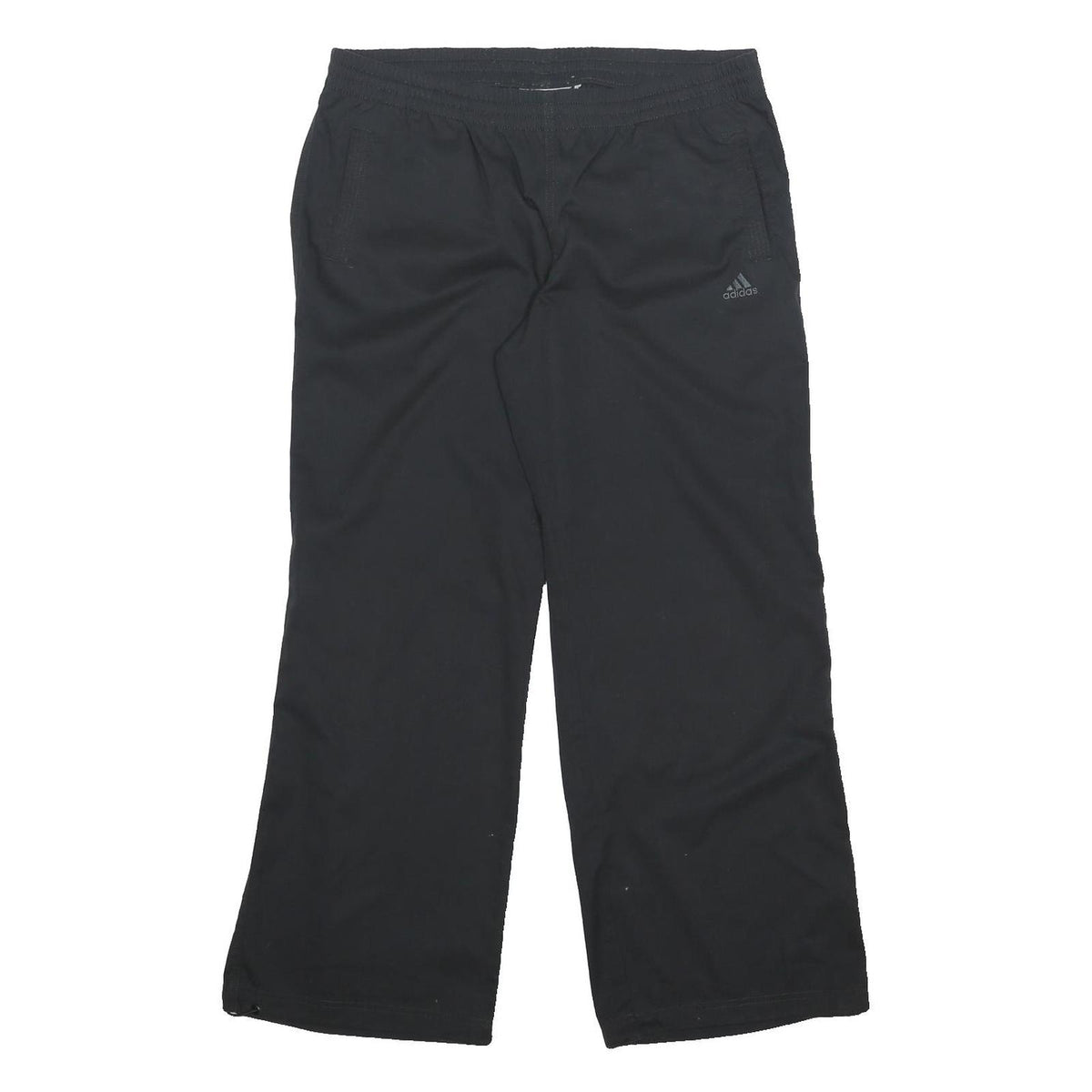 ADIDAS Womens Polyester Blend Black Relaxed Drawstring Trousers W34 L29