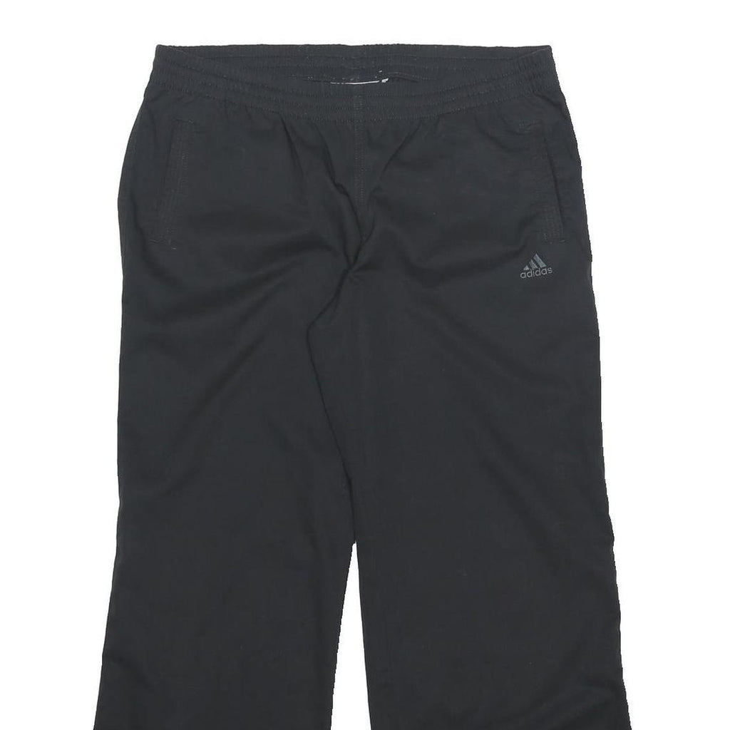 ADIDAS Womens Polyester Blend Black Relaxed Drawstring Trousers W34 L29