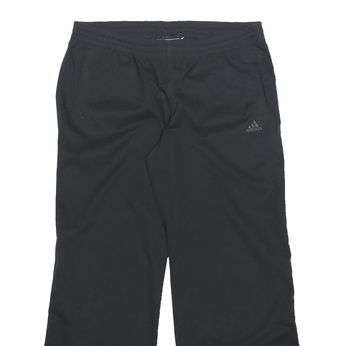 ADIDAS Womens Polyester Blend Black Relaxed Drawstring Trousers W34 L29