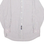 TOMMY HILFIGER Mens White & Brown Stripe Shirt Cotton Long Sleeve Button Shirt L