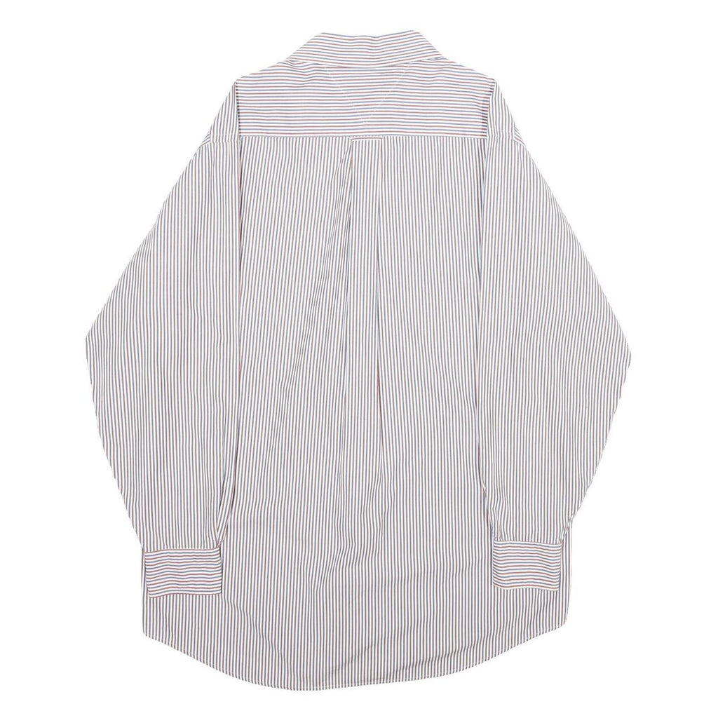 TOMMY HILFIGER Mens White & Brown Stripe Shirt Cotton Long Sleeve Button Shirt L
