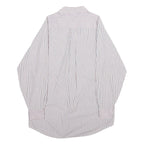 TOMMY HILFIGER Mens White & Brown Stripe Shirt Cotton Long Sleeve Button Shirt L