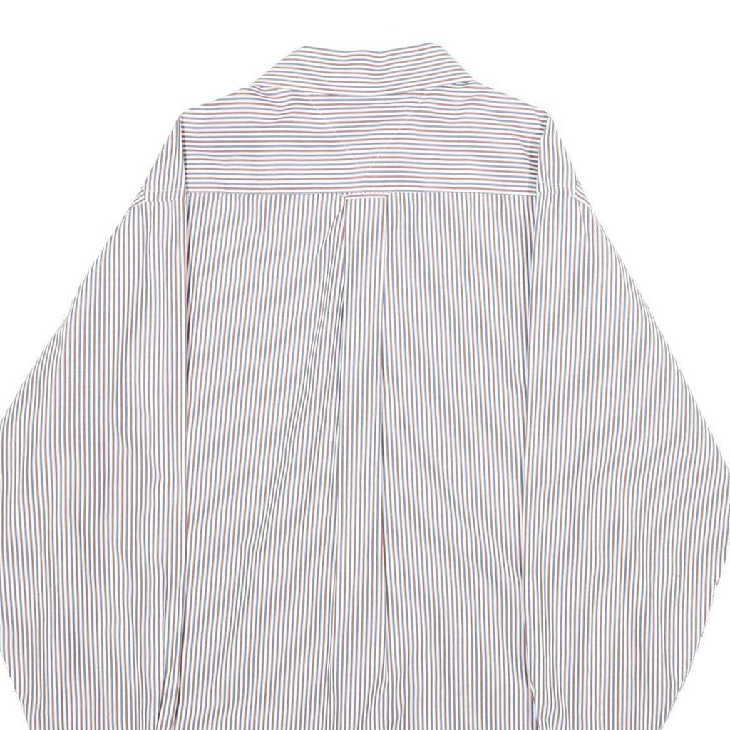 TOMMY HILFIGER Mens White & Brown Stripe Shirt Cotton Long Sleeve Button Shirt L