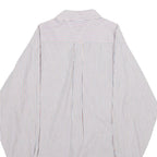 TOMMY HILFIGER Mens White & Brown Stripe Shirt Cotton Long Sleeve Button Shirt L