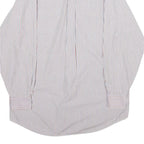 TOMMY HILFIGER Mens White & Brown Stripe Shirt Cotton Long Sleeve Button Shirt L