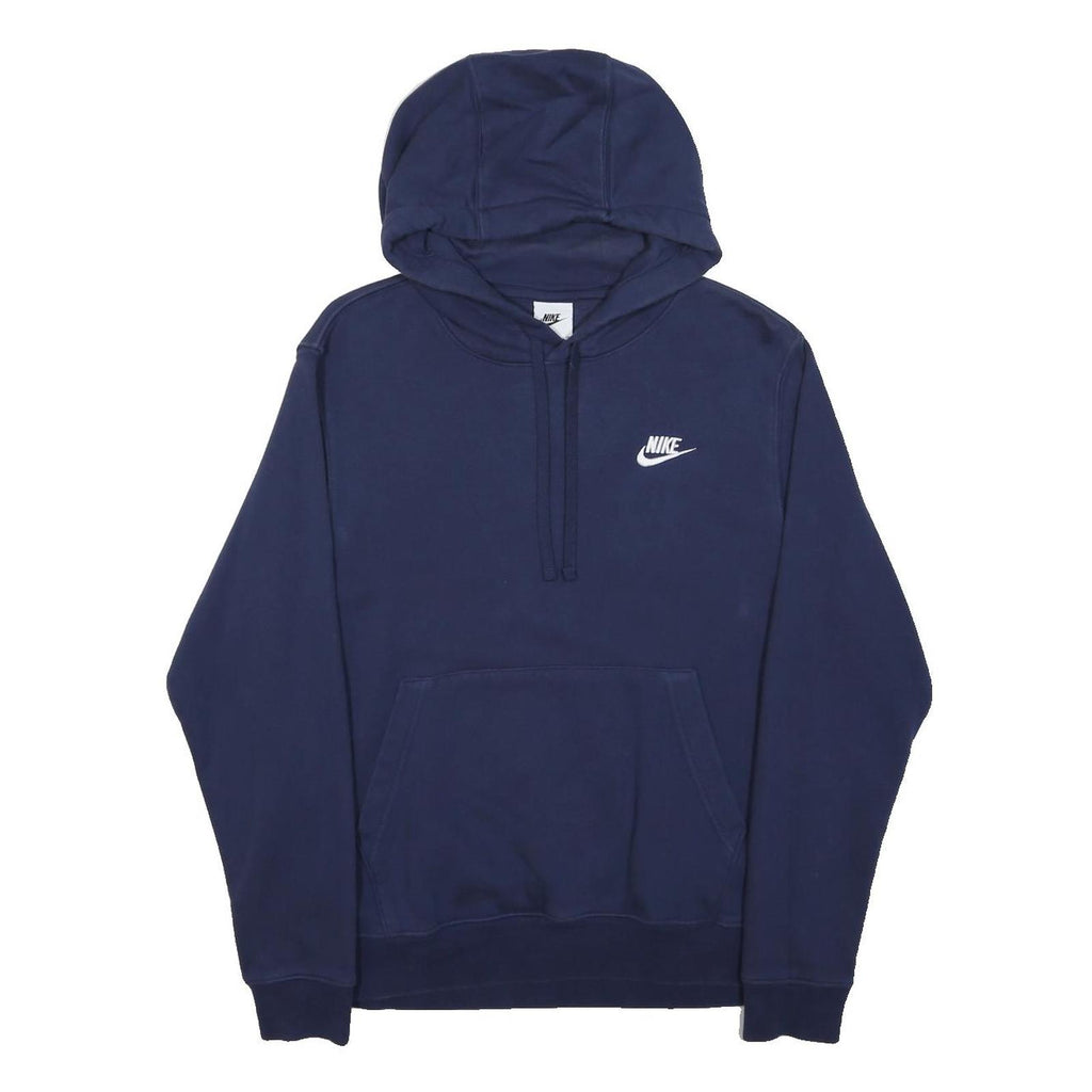 NIKE Mens Navy Blue Hoodie S Cotton Blend Pullover Sports Casual
