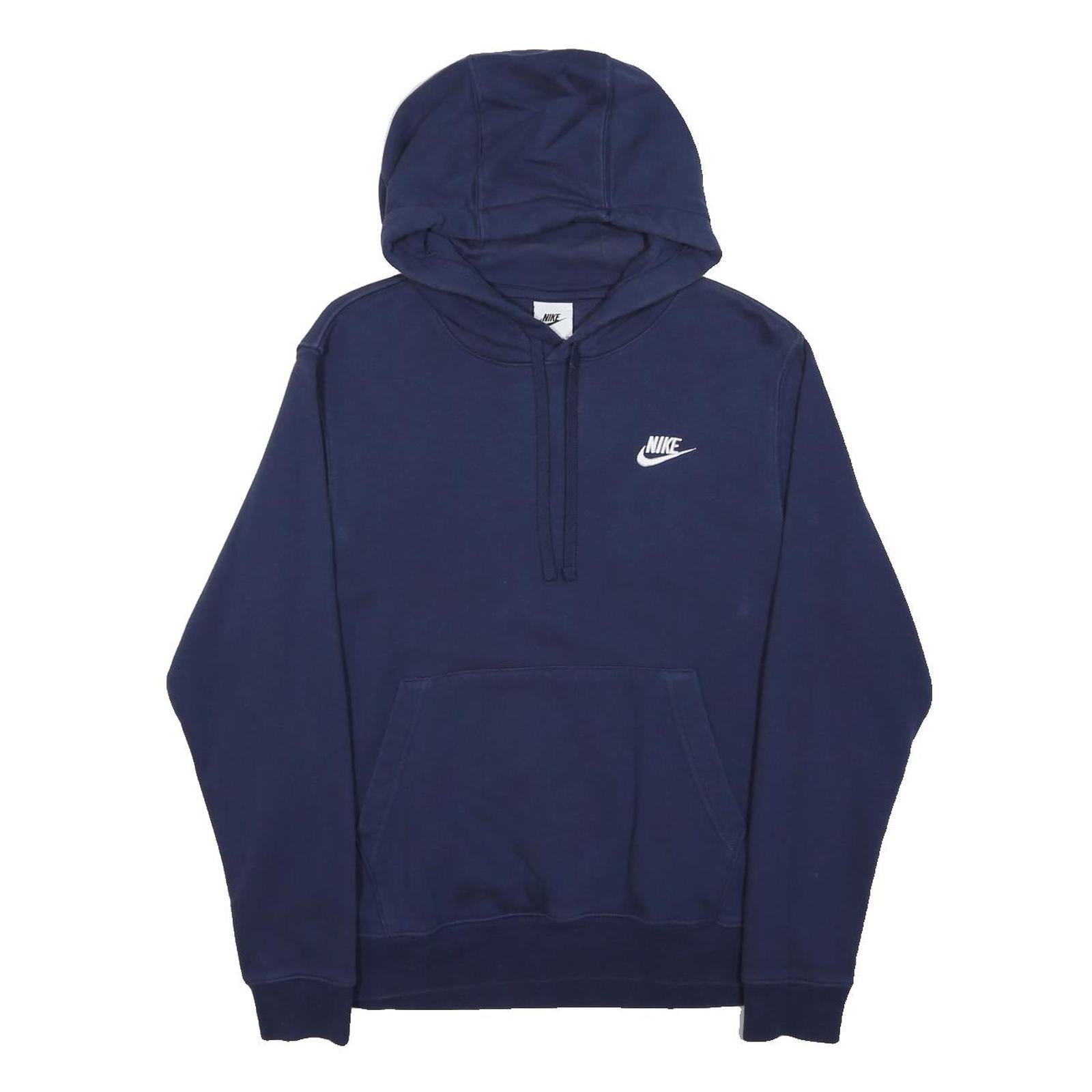 NIKE Mens Navy Blue Hoodie S Cotton Blend Pullover Sports Casual