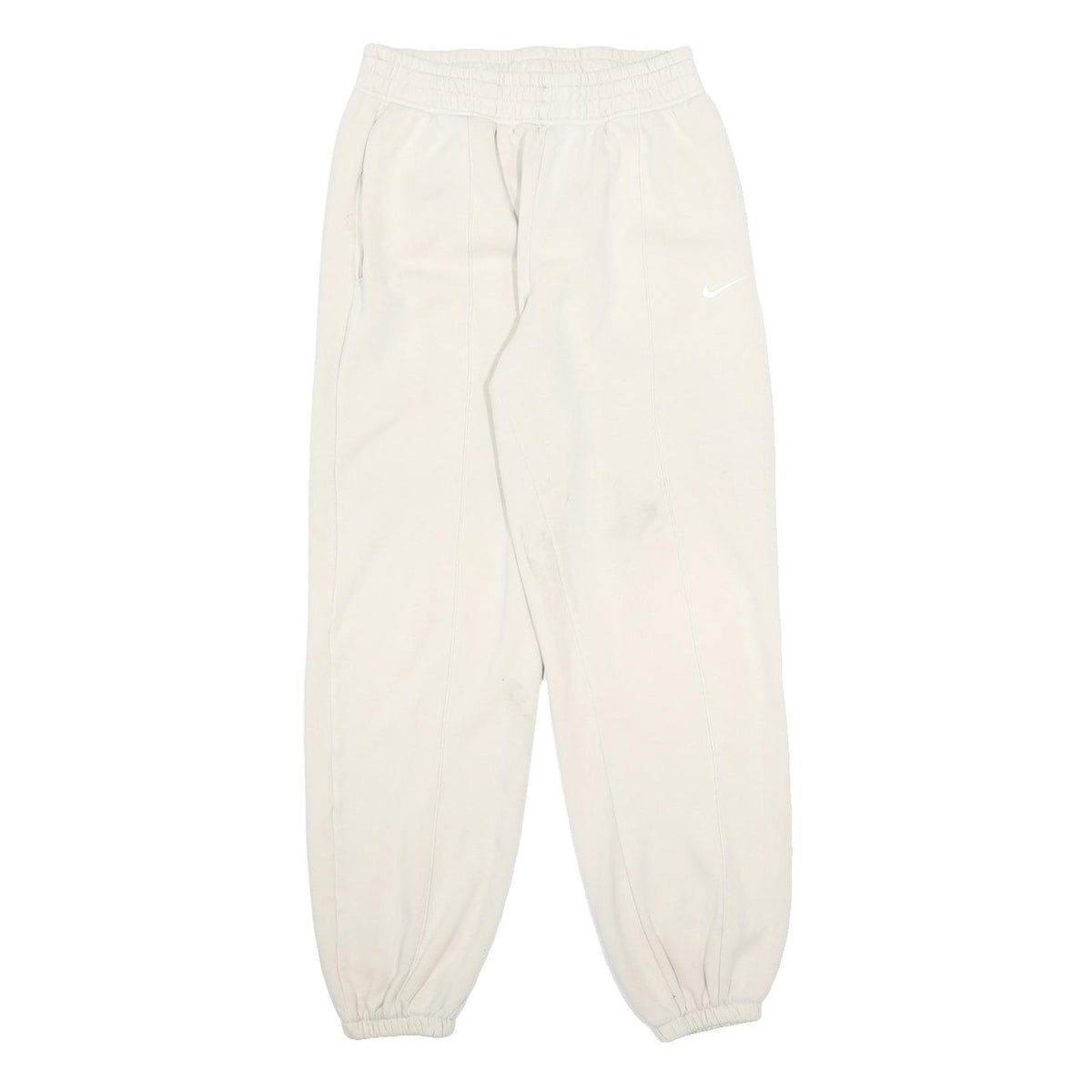 NIKE Womens Joggers Cream S W26 L28 Cotton Blend Relaxed Tapered