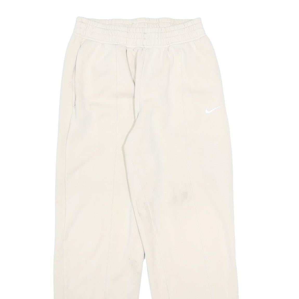 NIKE Womens Joggers Cream S W26 L28 Cotton Blend Relaxed Tapered