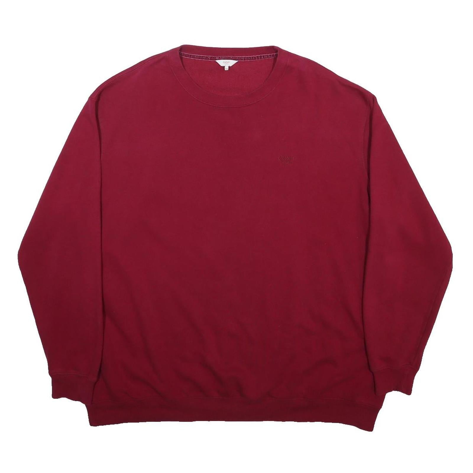 COTTON TRADERS Mens Maroon Sweatshirt Crew Neck 4XL Cotton Blend Pullover
