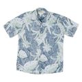 COOKE STREET Mens Blue & Green Hawaiian Shirt S Tropical Print Cotton Short