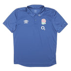 UMBRO Mens Blue Polo Shirt L Rose Logo O2 Rugby Short Sleeve Sportswear