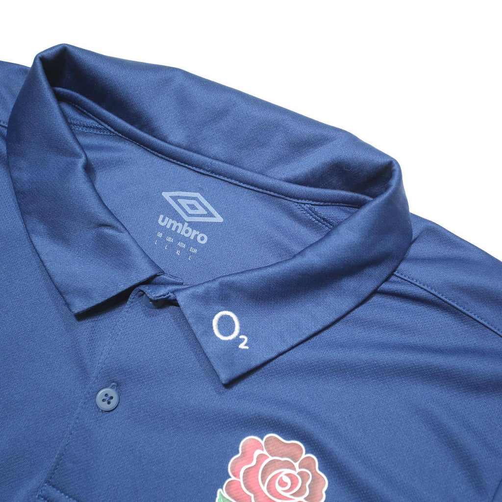 UMBRO Mens Blue Polo Shirt L Rose Logo O2 Rugby Short Sleeve Sportswear