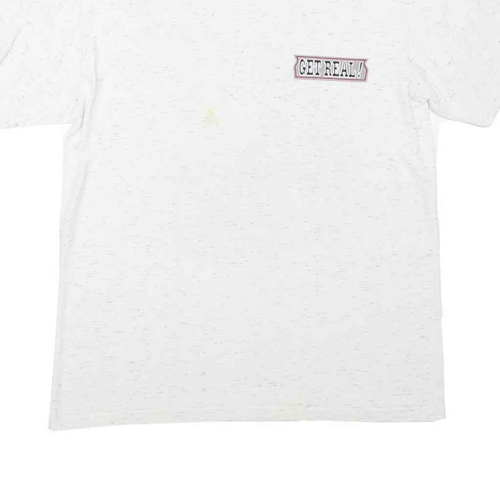 ONEITA Mens White Slogan Graphic T-Shirt M Short Sleeve Crew Neck Sporting