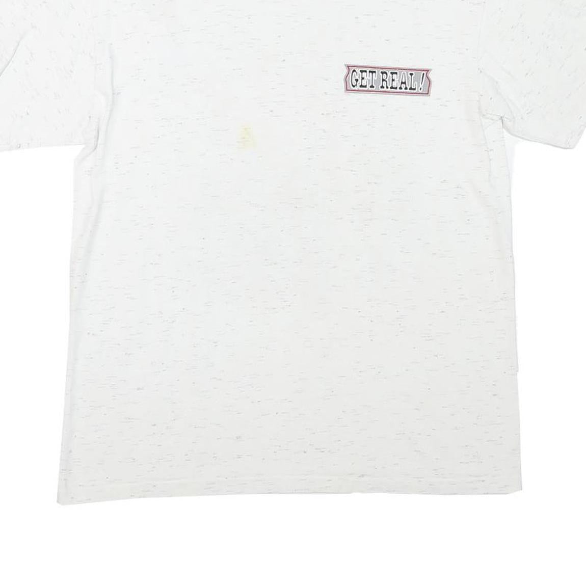 ONEITA Mens White Slogan Graphic T-Shirt M Short Sleeve Crew Neck Sporting