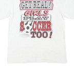 ONEITA Mens White Slogan Graphic T-Shirt M Short Sleeve Crew Neck Sporting