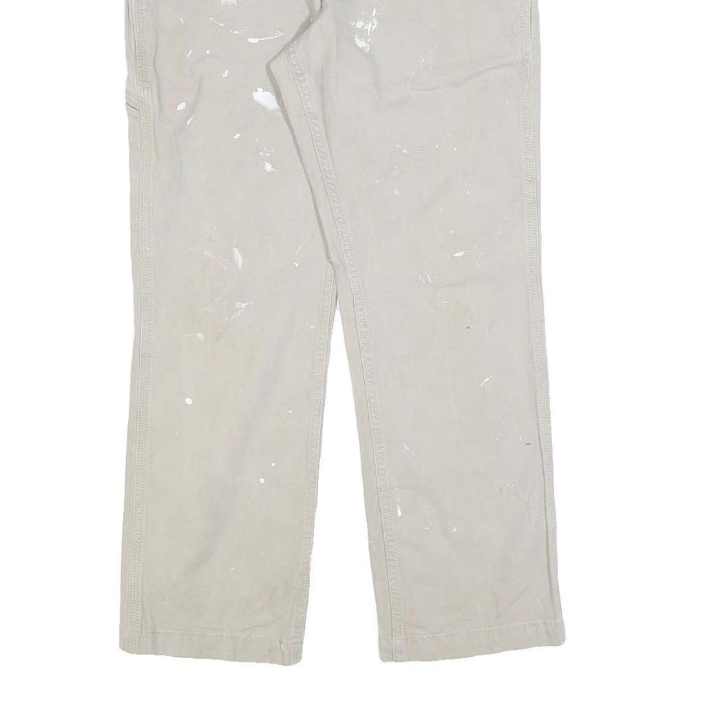 CARHARTT Mens Relaxed Fit Beige Cotton Blend Trousers W32 L28 Workwear Zip