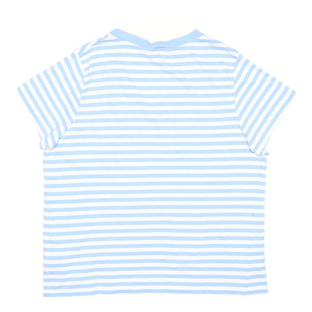 US POLO ASSN Womens Blue & White Striped T-Shirt S Short Sleeve V-Neck Cotton