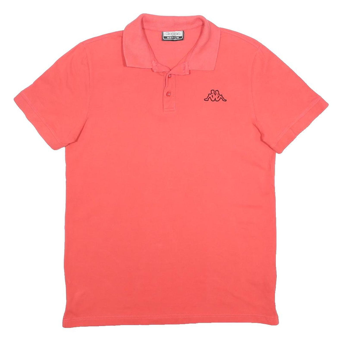 KAPPA Mens Coral Red Short Sleeve Plain M Cotton Polo Shirt Casual Sport