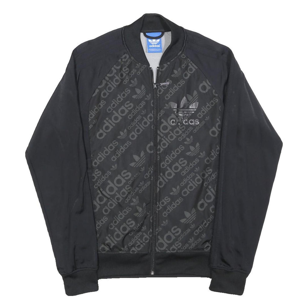 ADIDAS Mens Black Polyester Blend Bomber Jacket S Athletic Plain Zip Stylish