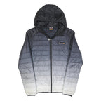ELLESSE Mens Black & Grey Ombre Quilted Hooded Jacket S Polyester Blend Zip