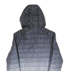 ELLESSE Mens Black & Grey Ombre Quilted Hooded Jacket S Polyester Blend Zip