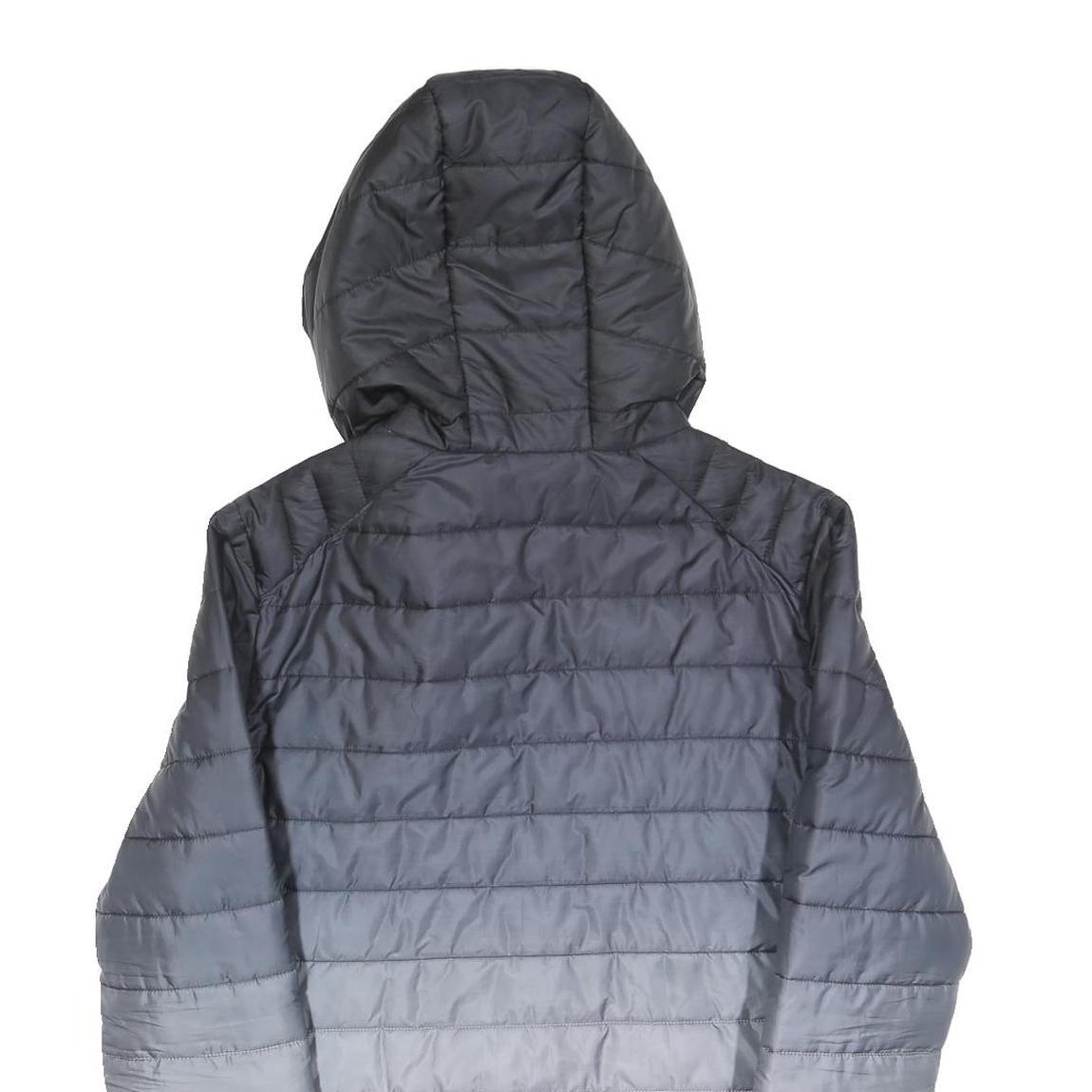 ELLESSE Mens Black & Grey Ombre Quilted Hooded Jacket S Polyester Blend Zip