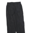 GOL Womens Black Regular Fit Straight Trousers W24 L28 Classic Zip Closure