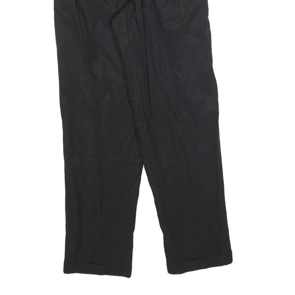 GOL Womens Black Regular Fit Straight Trousers W24 L28 Classic Zip Closure