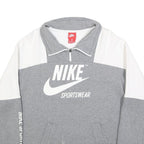 NIKE Womens Grey & White Sportswear Sweatshirt XL Half Zip Casual