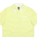 ARMANI EXCHANGE Mens Yellow Casual Shirt L Cotton Blend Short Sleeve Button
