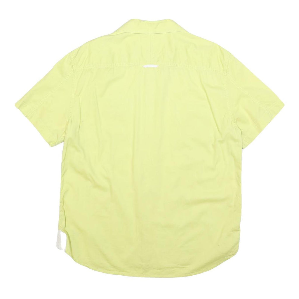 ARMANI EXCHANGE Mens Yellow Casual Shirt L Cotton Blend Short Sleeve Button