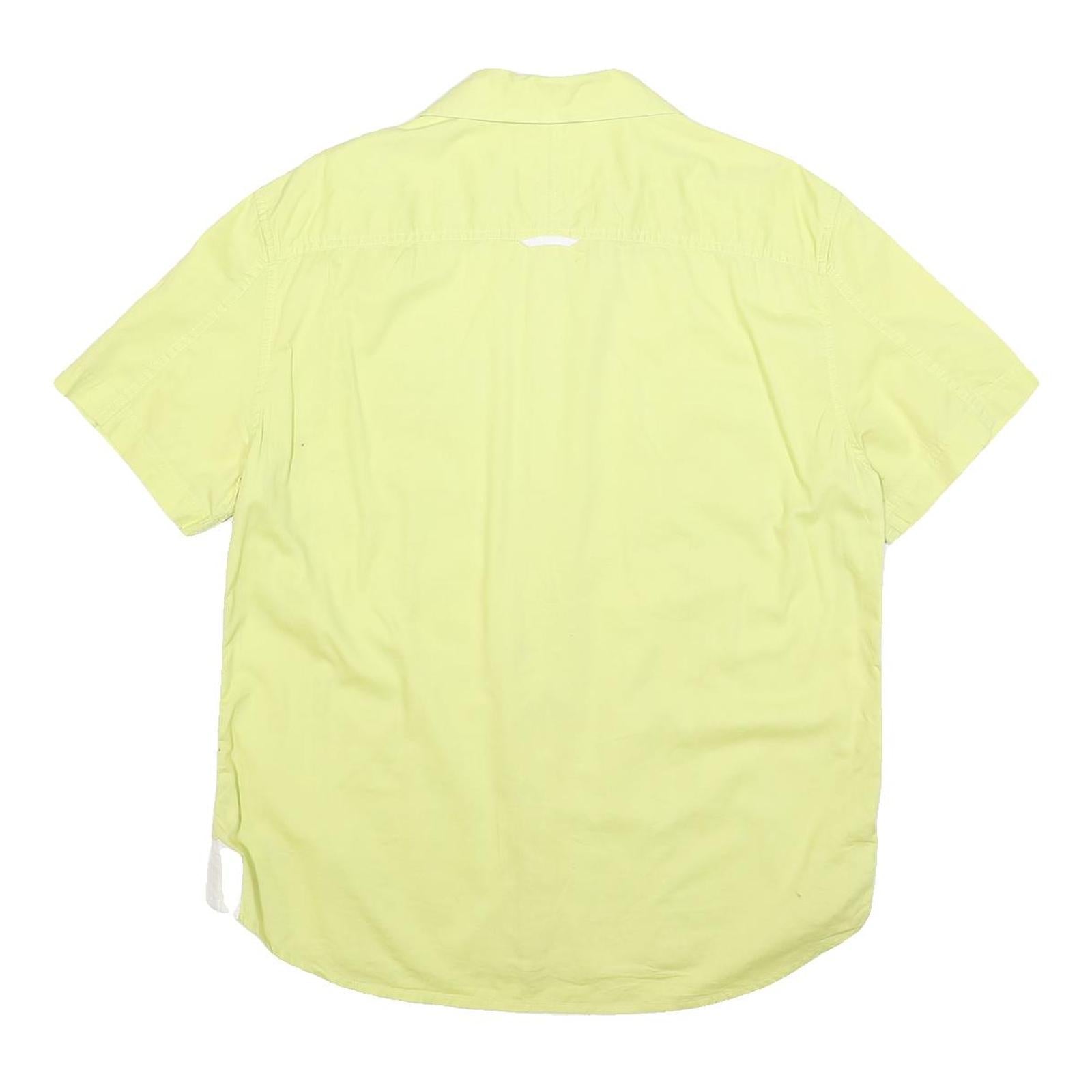 ARMANI EXCHANGE Mens Yellow Casual Shirt L Cotton Blend Short Sleeve Button